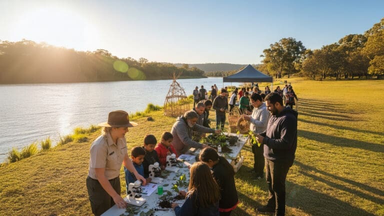 Saferight Proudly Supporting the Mandoon Bilya Bioblitz Festival. Kids in community engagement with nature and cultural elements